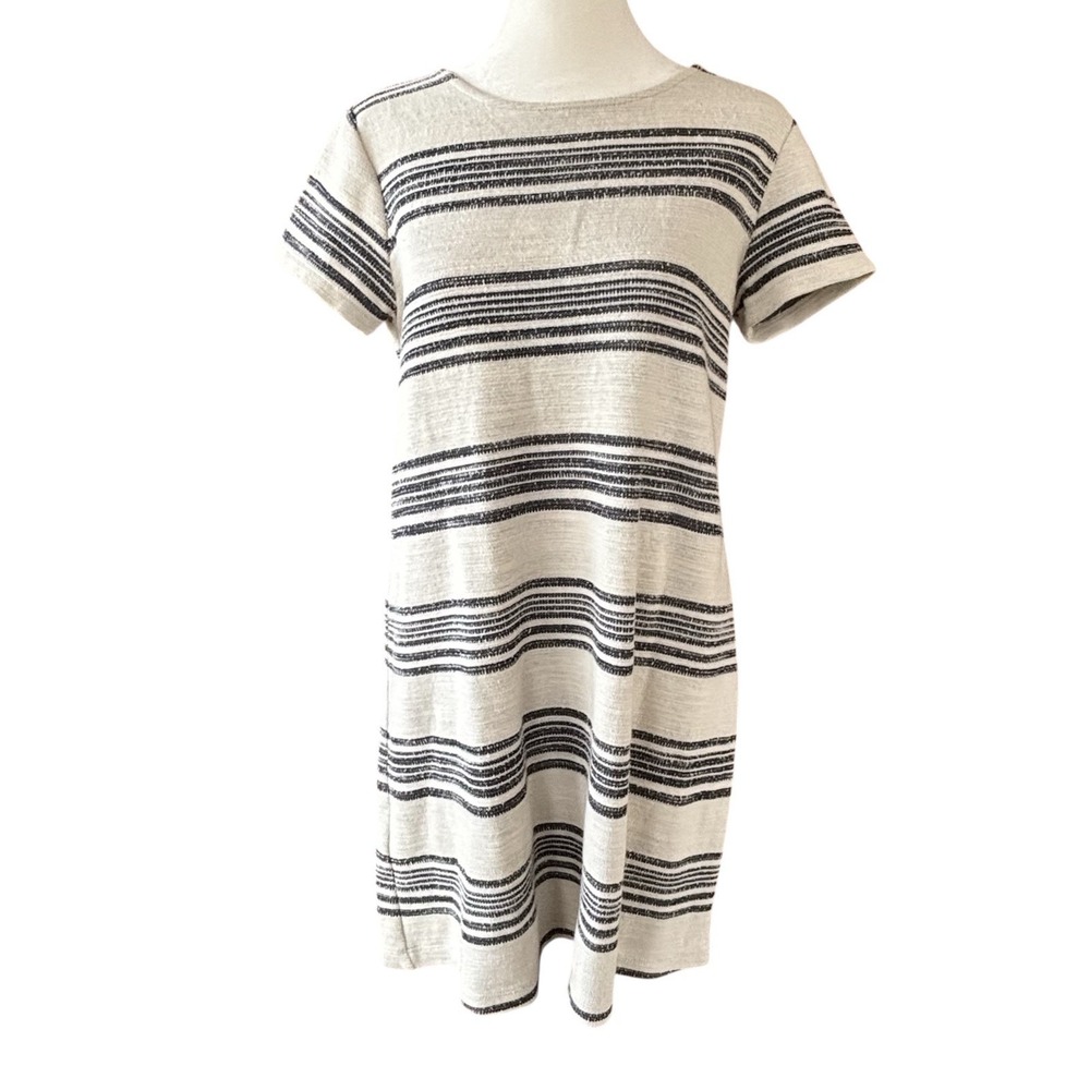 Mango Blue White Striped Cotton Blend Shift Dress Womens 6 Nautical Coastal
